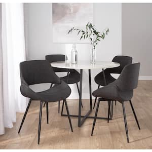 Fabrico Charcoal Fabric and Black Metal Side Chair (Set of 2)