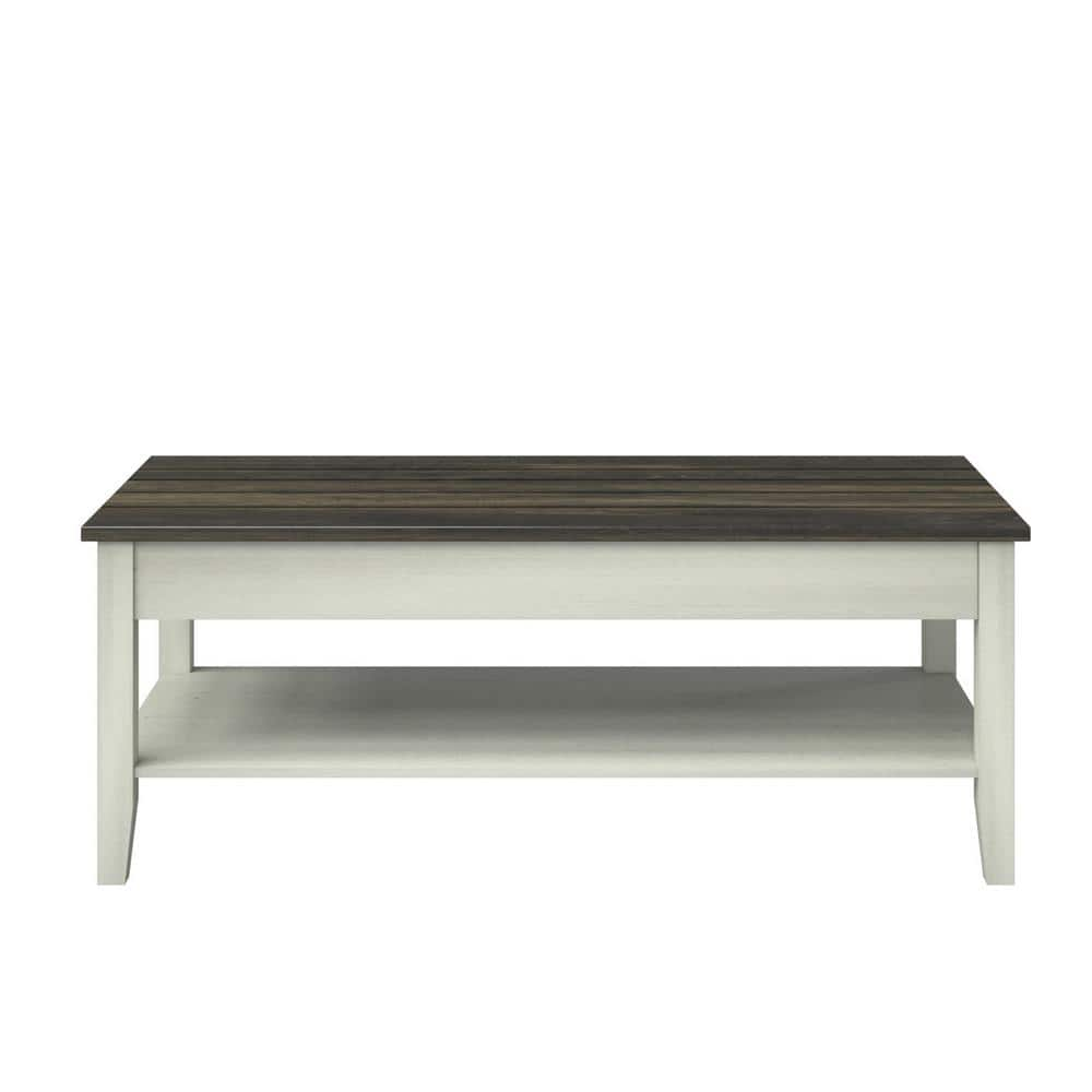 Twin Star Home - Two Tone Modern Farmhouse Coffee Table - Old Wood White