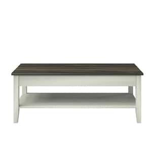 47.38 in. Old Wood White Rectangle MDF Coffee Table with Shelf