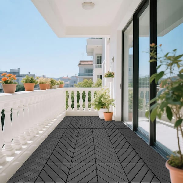 YOFE 1 ft. x 1 ft. Upgraded Outdoor Patio Plastic Interlocking