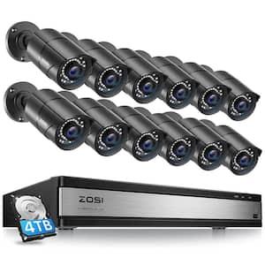 16-Channel 1080p 4TB DVR Security Camera System with 12 Wired Bullet Cameras