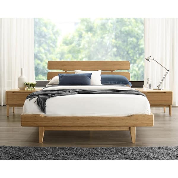 Unbranded Dylan Brown Natural Wood Frame King Platform Bed