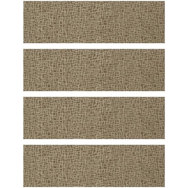 Bungalow Flooring FlorArt Hedgerow Bustle Natural 8.5 in. x 30 in. Printed Polyester Indoor Non-Slip Stair Tread Covers (Set of 4)