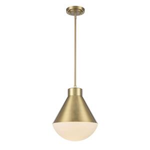 Ludlow 1-Light Antique Gold Hanging Kitchen Pendant Light with Opal Glass Shade