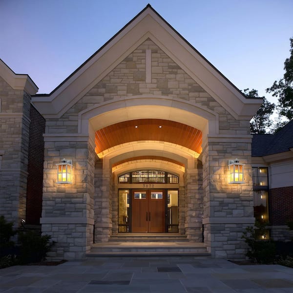 1-Light White Motion Sensing Dusk to Dawn Outdoor Hardwired Wall Lantern Scone with Clear Seeded Glass, No Bulb Included