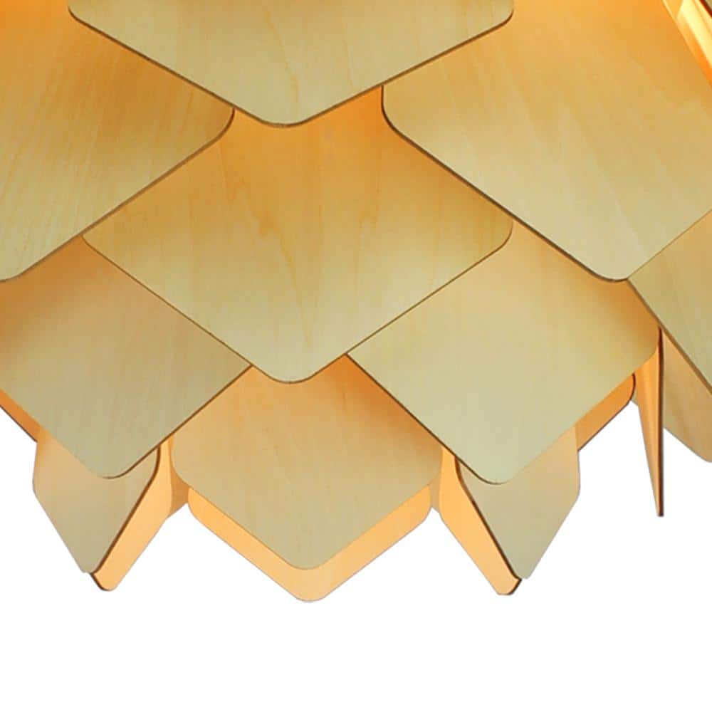 Exquisite Artichoke-Inspired White and Wood 20" Ceiling Fixture