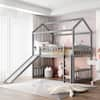 Harper & Bright Designs Gray Twin Size House Loft Bed with Slide and ...