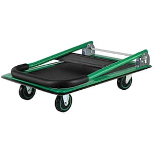 360 lbs. Capacity Easy-Move Foldable Push Cart with 2 × Fixed and Wheels 2 × 360° Wheels