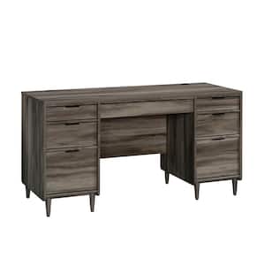 Clifford Place 59.055 in. Jet Acacia 6-Drawer Executive Desk with File Storage