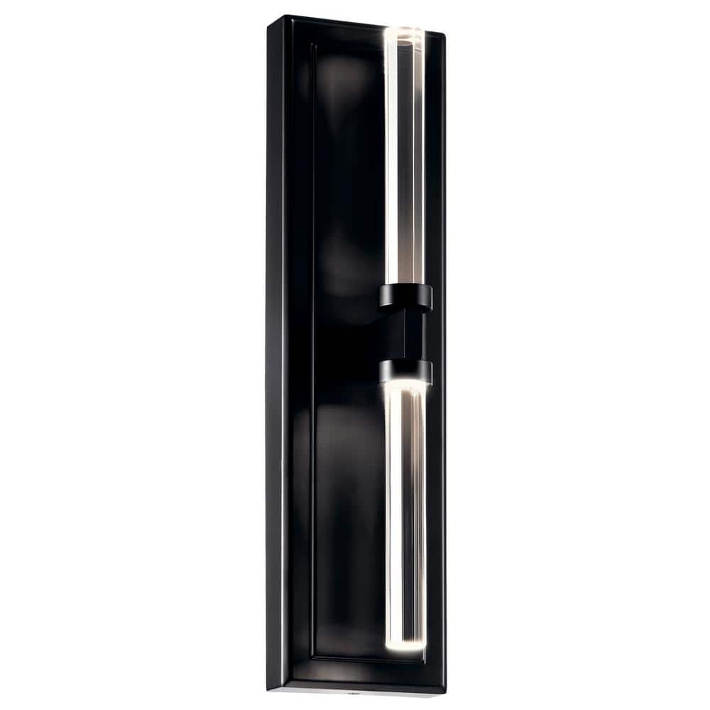 KICHLER Sycara 2-Light Black Modern Integrated LED Dimmable Bathroom Indoor Wall Sconce Light with Faceted Crystal