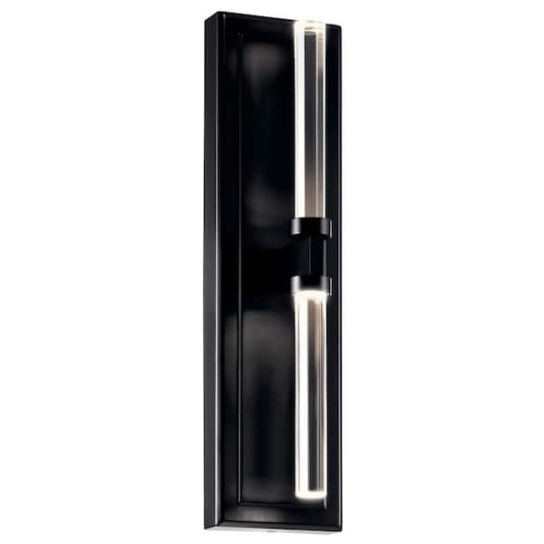 KICHLER Sycara 2-Light Black Modern Integrated LED Dimmable Bathroom Indoor Wall Sconce Light with Faceted Crystal
