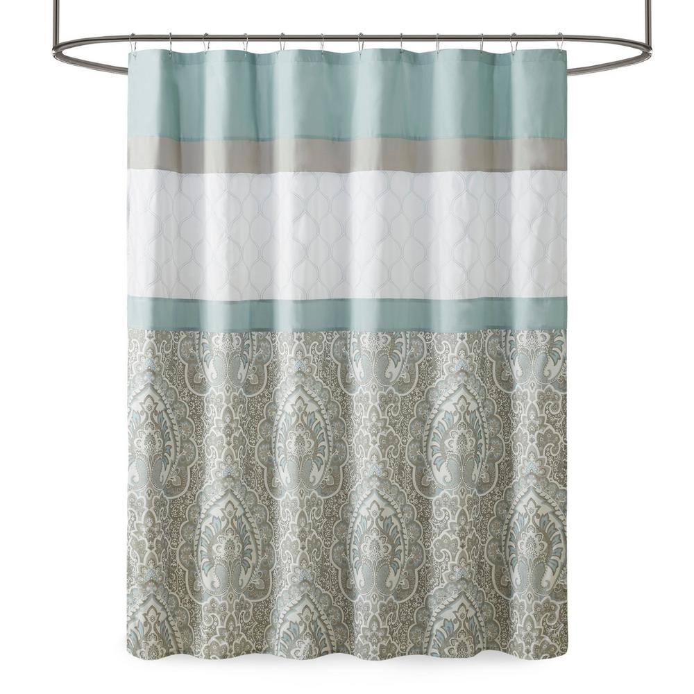 Printed and Embroidered 72 in. W x 72 in. L Polyester Microfiber Shower Cur