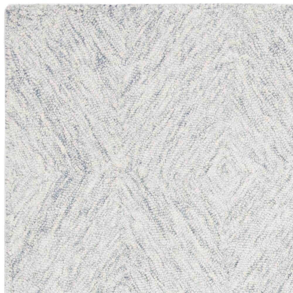 Handmade Gray Geometric Tufted Wool Area Rug, 4' x 6'