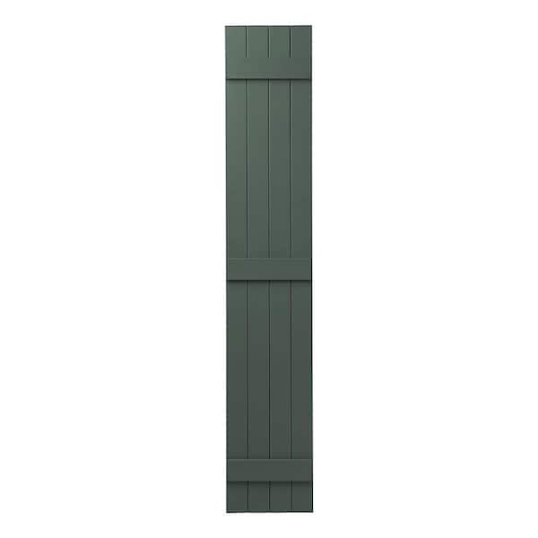 Ply Gem 15 in. x 81 in. Polypropylene 4 Board Closed Board and Batten Shutter Pair in Green