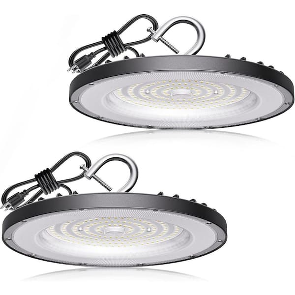 200-Watt Equivalent Integrated LED UFO High Bay Shop Lights IP65 Waterproof for Warehouse Workshop Barn Factory (2-Pack)