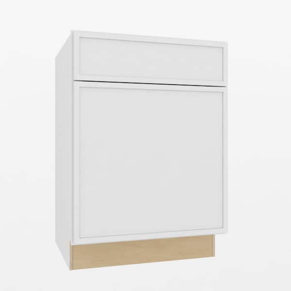 Hampton Bay Leyton 24 in. W x 21 in. D x 34.5 in. H Ready to Assemble Plywood Slim Shaker Bath Sink Base Cabinet in Alpine White