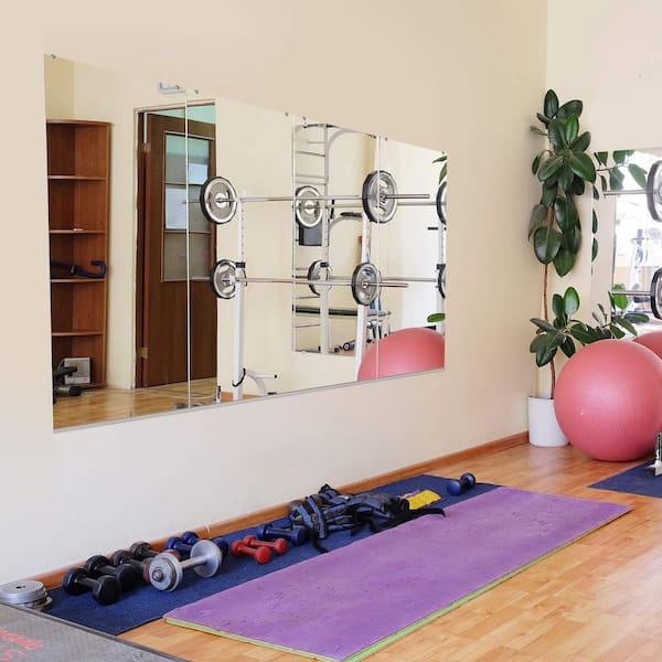 Fab Glass and Mirror 31.5 in. W x 47.5 in. H Annealed Wall Mirror Kit for Gym and Dance Studio with Safety Backing