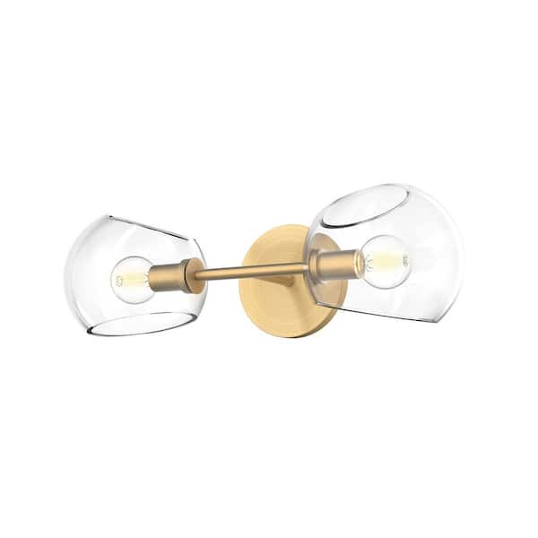 ALORA MOOD Willow 17-in 2 Light 60-Watt Brushed Gold/Clear Glass Vanity Light