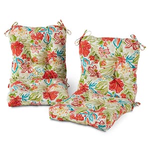 21 in. x 42 in. Outdoor Dining Chair Cushion in Breeze Floral (2-Pack)