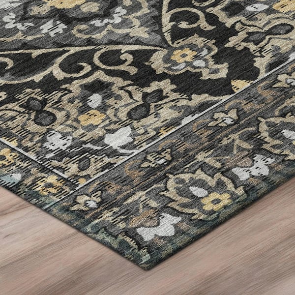 Chantille Machine Washable Indoor/Outdoor Abstract ACN3164 Black 3 ft. x 5 ft. Area Rug