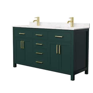 Beckett 60 in. W x 22 in. D x 35 in. H Double Sink Bathroom Vanity in Green with Carrara Cultured Marble Top