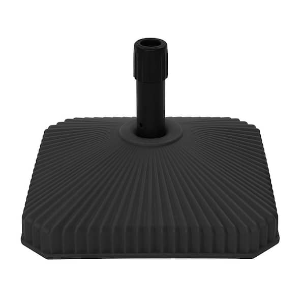 Clihome Square Patio Umbrella Base in Black, Fillable with Water or Sand, Fits 1.5/1.9in Poles, Black PE with Knob Lock