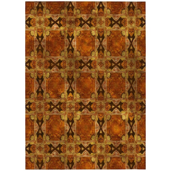 Chantille ACN564 Paprika 3 ft. x 5 ft. Machine Washable Indoor/Outdoor Geometric Area Rug