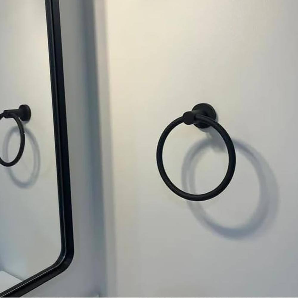Matte Black Stainless Steel Wall Mounted Towel Ring Set