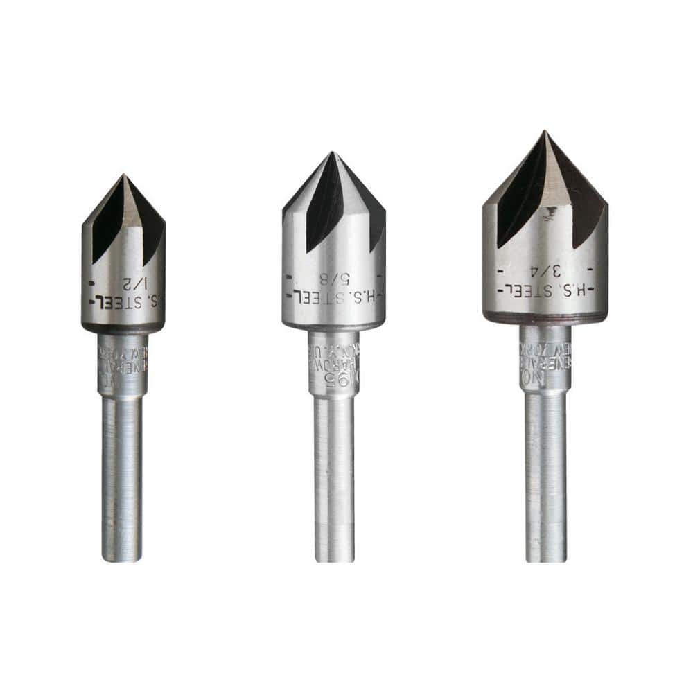 1/2" 5/8" 3/4" for steel & aluminium 3 Piece Countersink Deburr drill bit set 