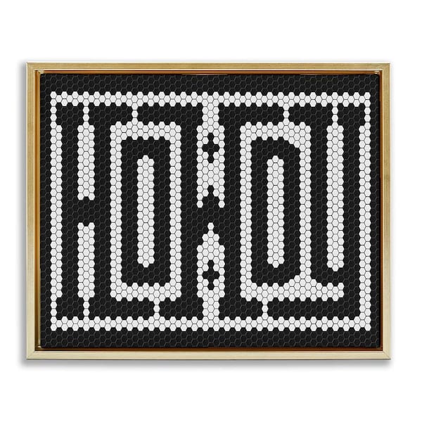 Mosaic Style Howdy in Black by Lettered and Lined 1-Piece Gold Floater Frame Graphic Art Print 25 in. x 31 in.
