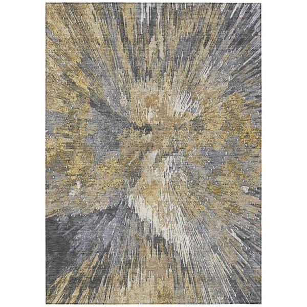 Chantille Machine Washable Indoor/Outdoor Abstract ACN2283 Gold 5 ft. x 7 ft. 6 in. Area Rug