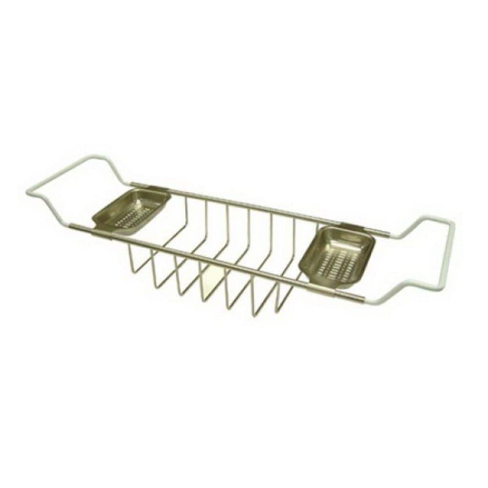 Nottingham Brass Tub Caddy with Reading Rack - Brushed Nickel Plated | Signature Hardware
