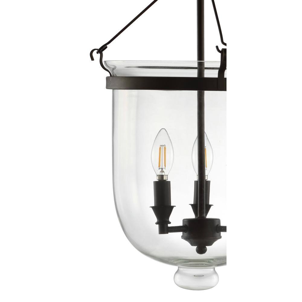 Elegant Farmhouse 14.5" Oil Rubbed Bronze & Glass LED Ceiling Light