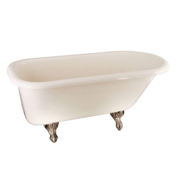 Unbranded 5 ft. Acrylic Ball and Claw Feet Roll Top Tub in Bisque