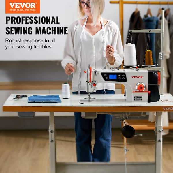 VEVOR 5000 sti/min Industrial Sewing Machine 500 W Heavy Duty Lockstitch Sewing  Machine with Servo Motor Table Stand GYFRJZC5000MIQ465V1 - The Home Depot