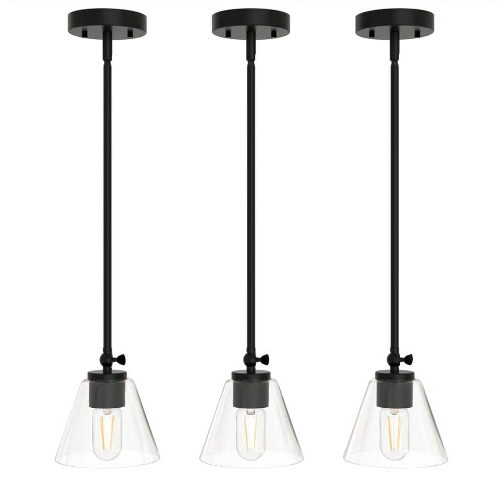 6 in. 1-Light Black Mini Kitchen Island Pendant Light with Glass Shade for Dining Room Bedroom（3-Pack） price history on PriceWatchPro