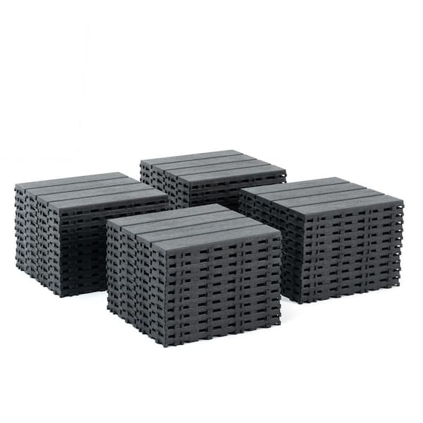 12 in. x 12 in. Patio Tiles Waterproof Plastic Outdoor Interlocking Deck Tiles (44-pack)