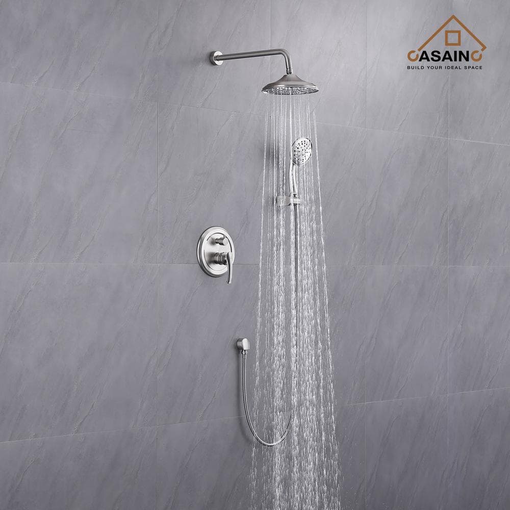 Brushed Nickel Wall Mounted Multi-Head Rain Shower System