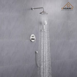 3-Spray Patterns 8.3 in. Wall Mount Dual Shower Heads in Spot Resist Brushed Nickel
