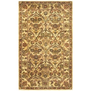Antiquity Gold Doormat 3 ft. x 5 ft. Border Floral Geometric Area Rug