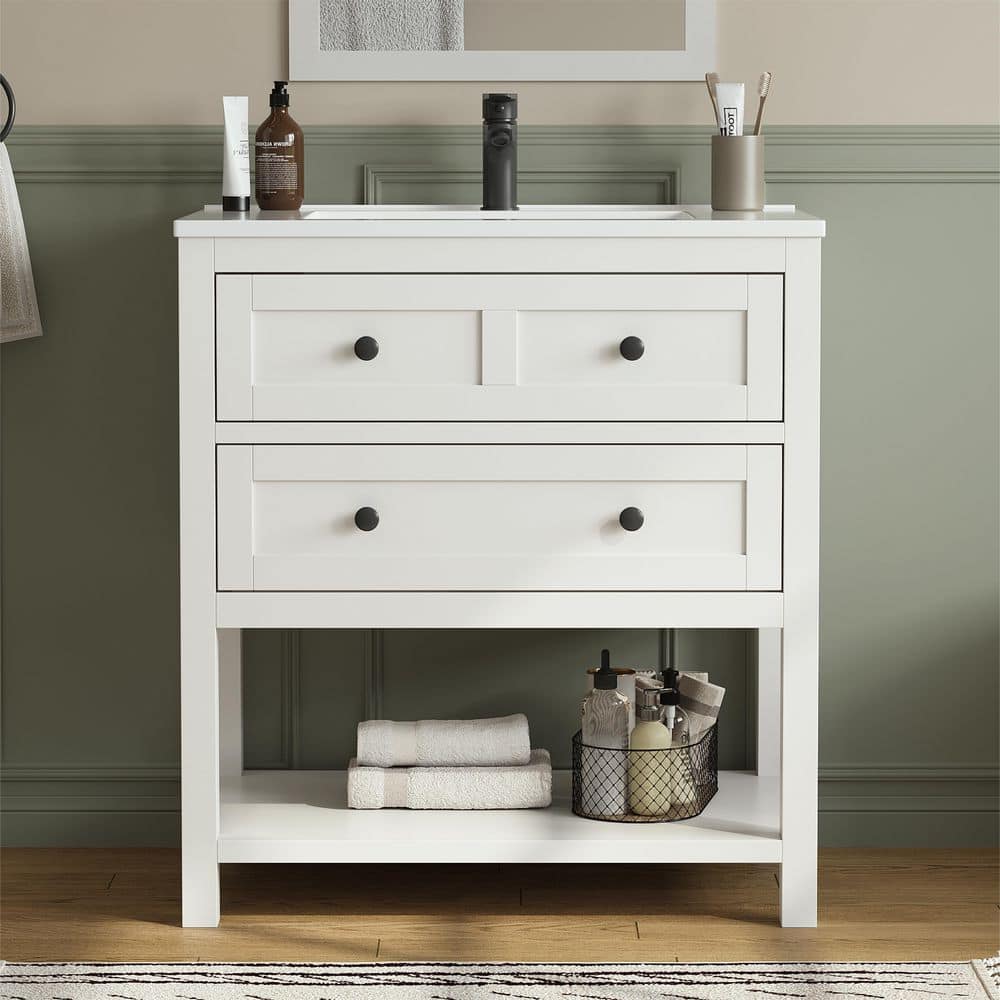 DELUXE DL LIVING Shay 31 in. Single Sink White Bath Vanity with