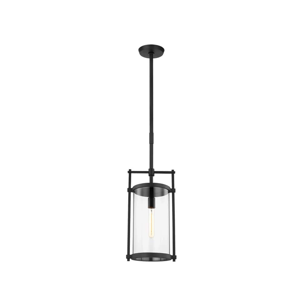 Eastham Textured Black Outdoor Pendant with Glass Shade