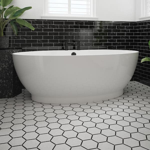 Take Home Tile Sample - Nero Marquina Black 2 in. x 4 in. Polished Subway Marble Wall and Floor Tile
