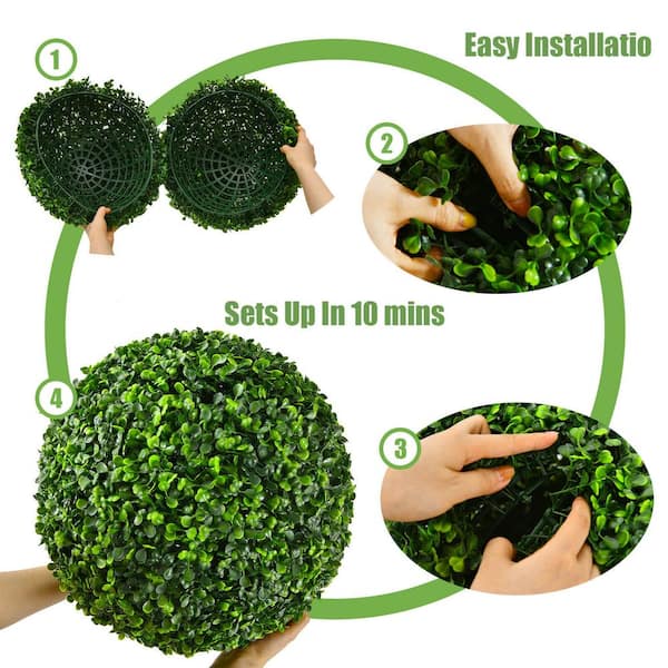 HWT 20 .5 in. 2 Piece Artificial Boxwood Ball UV Proof Faux Topiary Ball  Lifelike Greenery Balls Outdoor Indoor Decor HT-20.5-2Ball - The Home Depot