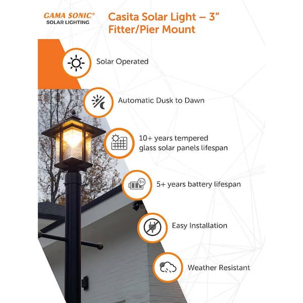 GAMA SONIC Solar-Scheunenleuchte Für Außen – 250 Lumen, Warmweiß – Dämmerungssensor, Aluminium – Wandmontiert