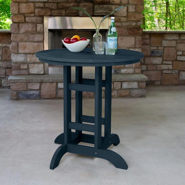 Highwood Federal Blue Round Plastic Outdoor Dining Table