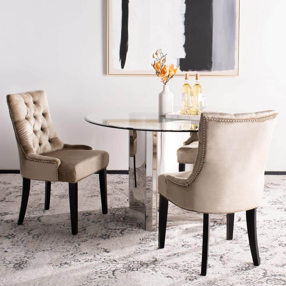 SAFAVIEH Abby Light Gold/Dark Brown Side Chair (Set of 2)