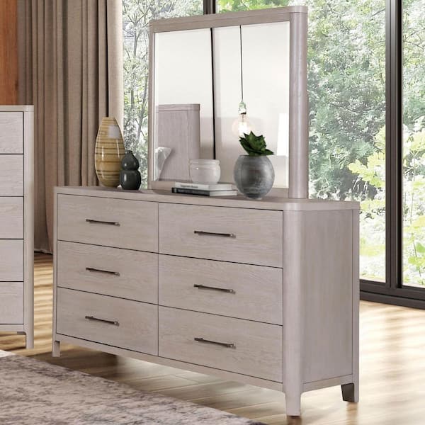 dhira 6個 Furniture of America Anora Oak 6-Drawer 66 in. Dresser with