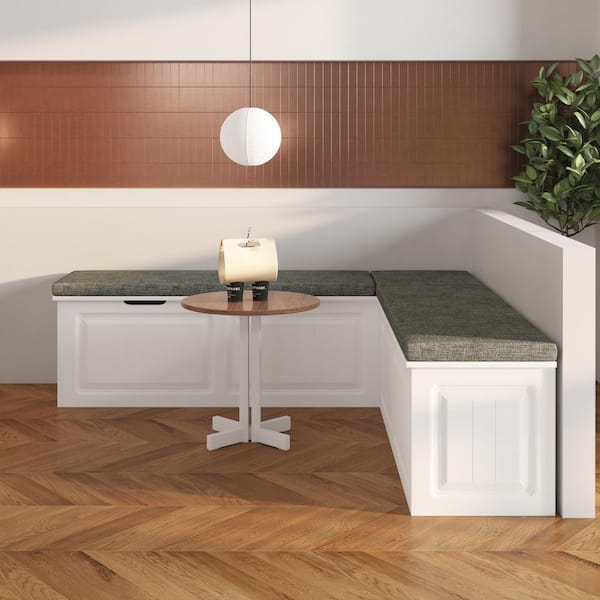 White Shoe Bench, Modern L-Shaped Corner Shoe Bench Wooden Shoe Storage Bench for Entryway, Bedroom and Apartment