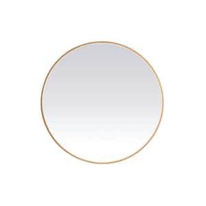 Timeless Home 45 in. W x 45 in. H Modern Round Aluminum Framed LED Wall Bathroom Vanity Mirror in Brass